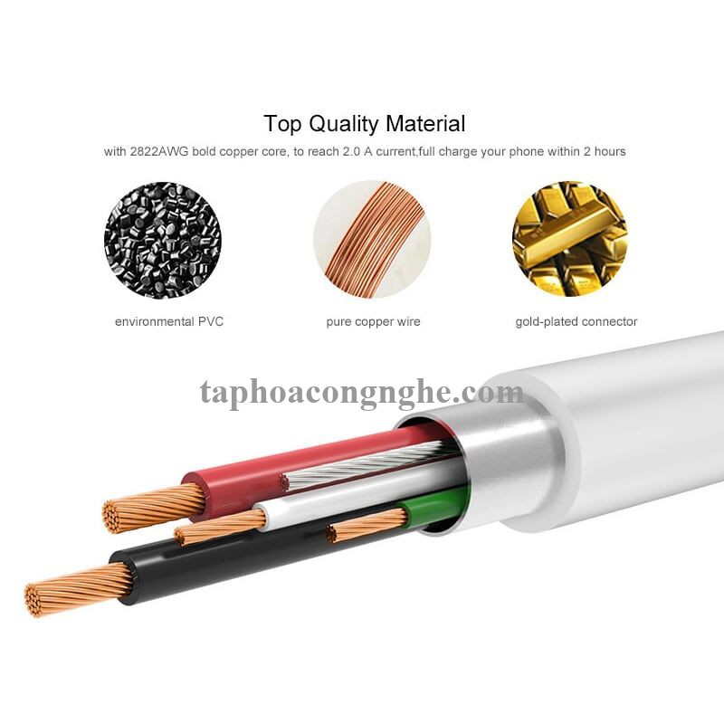 Ugreen 10847 0.5M màu Trắng Cáp sạc truyền dữ liệu USB 2.0 sang MICRO USB lõi đồng US125 30010847